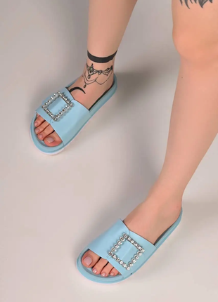 Шлепанцы женские голубые б1347