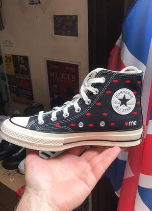 Кеди converse chuck 70 embroidered lips a01600c black текстиль