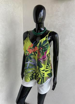 Next яркая сочная блузка майка в бельевом стиле в тропический принт1 фото