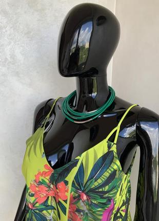Next яркая сочная блузка майка в бельевом стиле в тропический принт4 фото