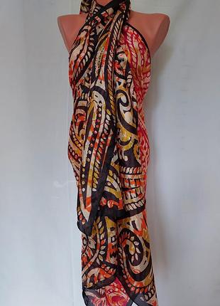 Шелковый широкий палантин* парео* платок (106 см на 245 см)