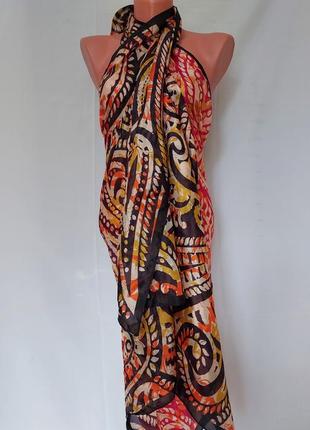 Шелковый широкий палантин* парео* платок (106 см на 245 см)