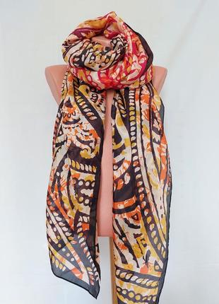 Шелковый широкий палантин* парео* платок (106 см на 245 см)