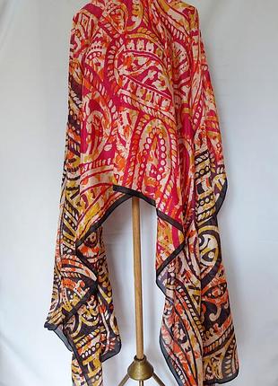 Шелковый широкий палантин* парео* платок (106 см на 245 см)