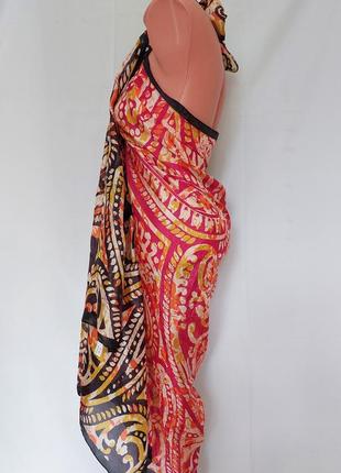 Шелковый широкий палантин* парео* платок (106 см на 245 см)