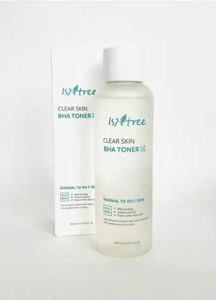 Очищающий тонер с bha-кислотой isntree clear skin bha toner, 200 мл