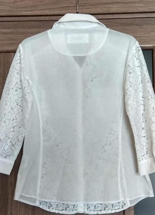Біла блуза gerry weber (германия), сорочка, красивая белая рубашка, кружево, р. м (38)3 фото