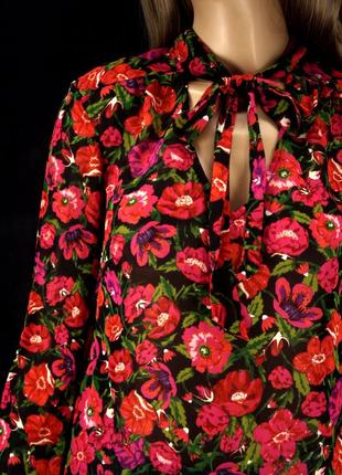 Красивая шифоновая блузка "long tall sally" с цветочным принтом. размер uk10/eur38.2 фото