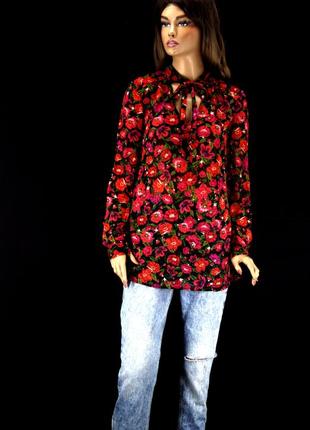 Красивая шифоновая блузка "long tall sally" с цветочным принтом. размер uk10/eur38.4 фото