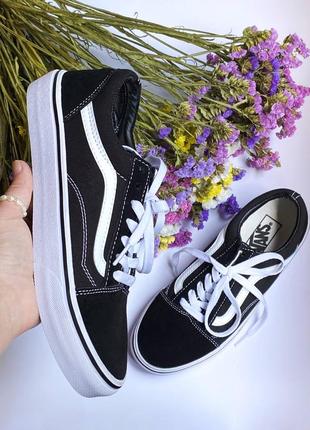 Новые женские и мужские чёрно-белые кеды vans old skool black4 фото