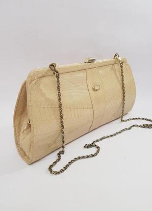Розкішний вінтажний сумочка ридикюль з натуральної шкіри змії ручка ланцюжок2 фото
