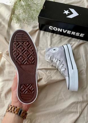 Converse hight x chuck taylor platform grey масивні кеді конверс на високій підошві сірі на весну літо сірі масивні кеди на високій платформі5 фото