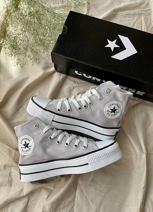 Converse hight x chuck taylor platform grey масивні кеді конверс на високій підошві сірі на весну літо сірі масивні кеди на високій платформі