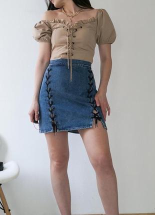 Джинсовая юбка мини5 фото