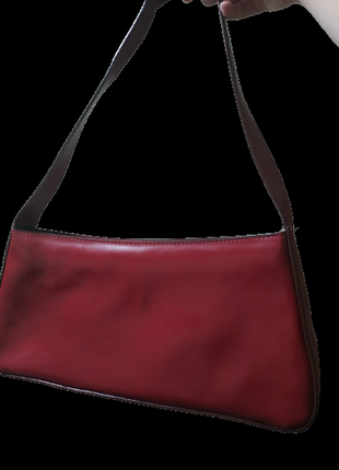 Винтажная сумка багет бордовая кожаная