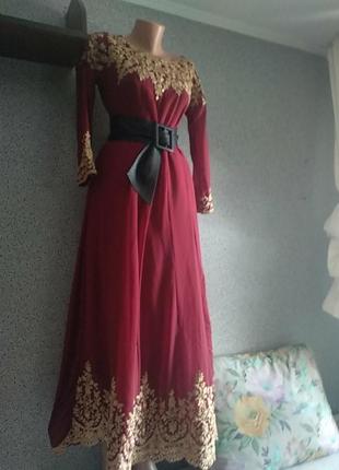 Платье шифоновое вышивка золото2 фото