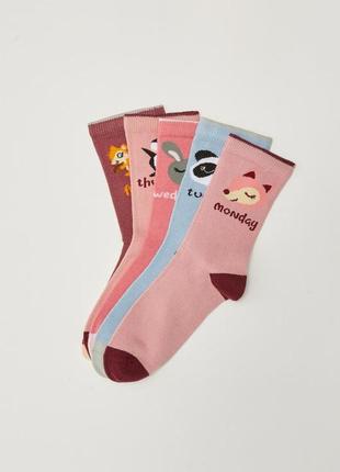 5-6 лет 27-29 р новые фирменные яркие носки для девочки с узором мордочки набор 5 пар lc waikiki