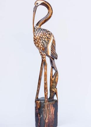 Статуетка чапля дерев'яна різьблена "малах" висота 80см