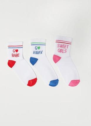 5-6/7-8 нові фірмові дитячі високі шкарпетки білі з принтом написом lc waikiki вайкікі