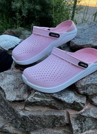 Кроксы crocs сабо женские пудровые силиконовые4 фото