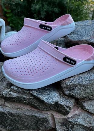 Кроксы crocs сабо женские пудровые силиконовые7 фото