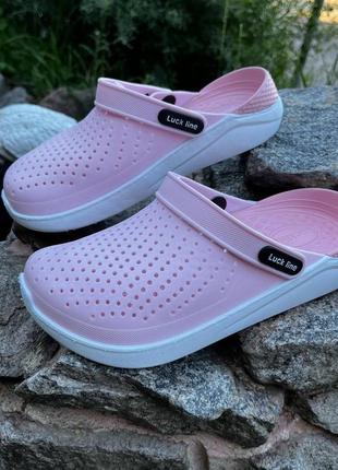 Кроксы crocs сабо женские пудровые силиконовые8 фото