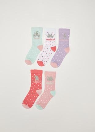 27-29/36-38 р новые фирменные яркие носки для девочки с узором для принцес набор 5 пар lc waikiki