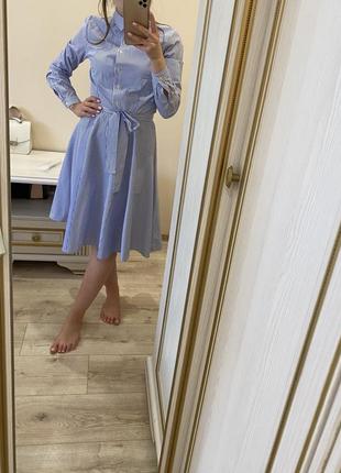 Полосатое платье в полоску базовое платье zara hm mango платье-рубашка платье миди летнее сукня сорочка1 фото