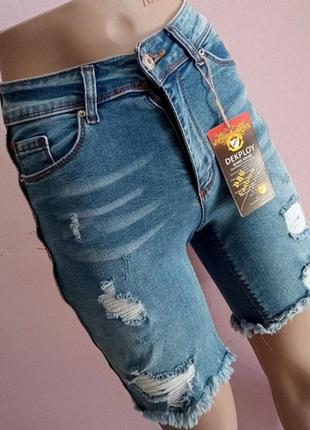 Жіночі джинсові стрейчеві шорти1 фото