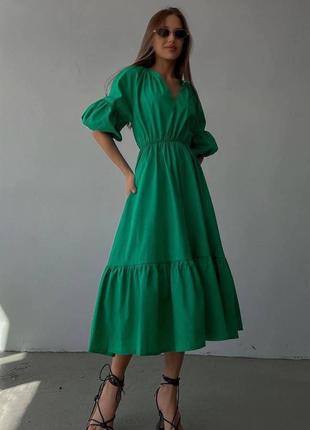 Летнее длинное зеленое платье 🤍
