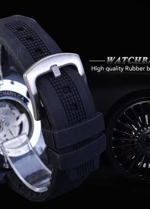 Механические мужские наручные часы forsining армейские военные стальные спортивные скелетон4 фото