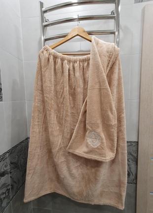 Набор для бани и сауны бежевый. подарок мужчине банный набор: килт и полотенце для лица. комплект2 фото