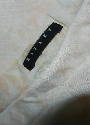 Sisley бежевая широкая длинная льняная юбка,лен3 фото