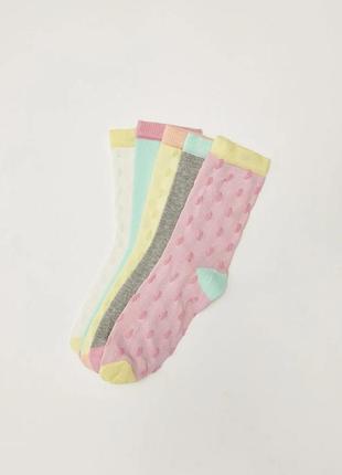 5-6/7-8 лет новые фирменные яркие носки для девочки с узором горох набор 5 пар lc waikiki вайки