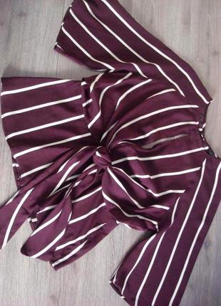 Блуза блузка вишнёвая/бордовая в полоску белую,46-48 р.1 фото
