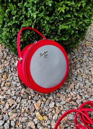 Круглая сумка через плечо/ повседневный клатч david jones cm5059 красный серебряный2 фото