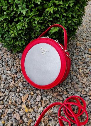 Круглая сумка через плечо/ повседневный клатч david jones cm5059 красный серебряный1 фото