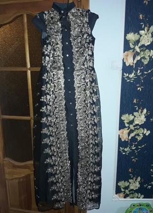 Шикарное длинное вечернее платье2 фото