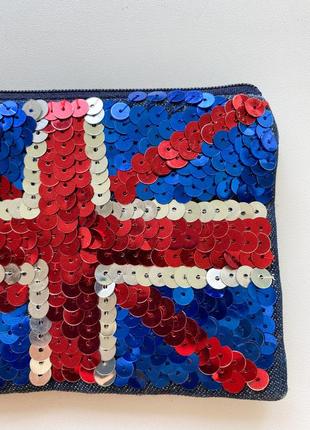 Красивий яскравий гаманець з британським прапором з пайеток3 фото