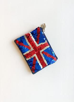 Красивий яскравий гаманець з британським прапором з пайеток2 фото