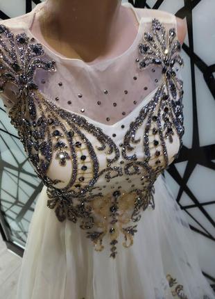 Шикарное нарядное angel платье со шлейфом цвета слоновой кости s5 фото