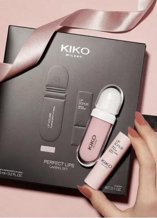 Шикарний ідеальний набір для губ скраб + блиск kiko milano perfect lips сагіпд set1 фото