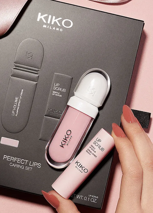 Шикарный идеальный набор для губ скраб + блеск kiko milano perfect lips caring set