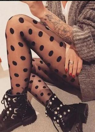 Капронки в горошок жіночі 2/3 чорний