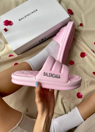 Balenciaga puffy slides pink жіночі рожеві шльопанці тапки на літо шлепки розовые под бренд баленсиага