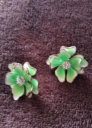 Серьги цветы амбре стразы