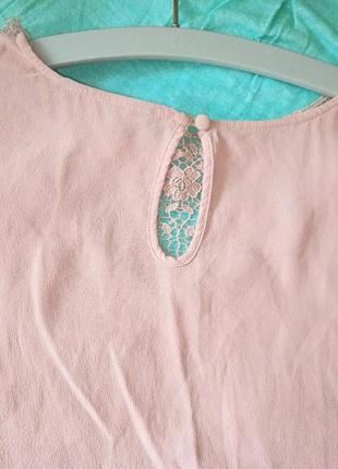 Віскозна блуза з ніжними мереживними вставками , колір курній троянди,42-46разм, new look.5 фото