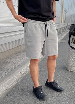 Мужские шорты серые оверсайз, однотонные качественные спортивные шорты мужские (хлопок) s m l xl