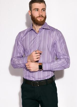 Рубашка мужская с длинным рукавом, классическая, сиреневая в полоску, одежда 11p1250