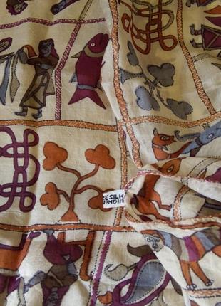 Очень большой шелковый платок палантин. индия.4 фото